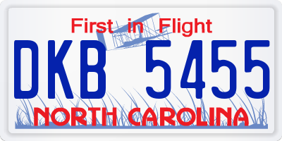 NC license plate DKB5455