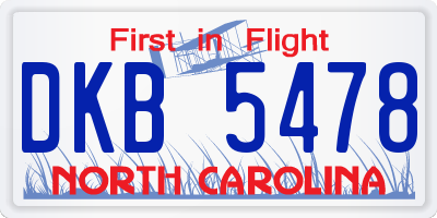 NC license plate DKB5478