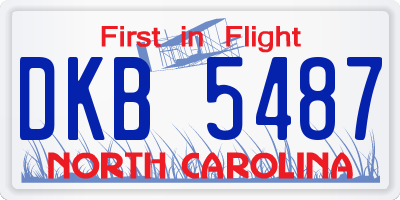 NC license plate DKB5487