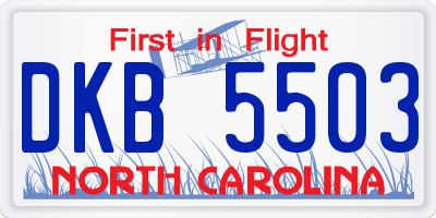NC license plate DKB5503