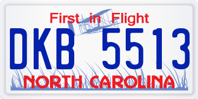 NC license plate DKB5513