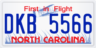 NC license plate DKB5566
