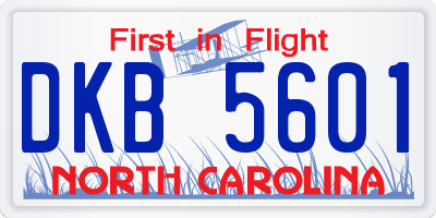 NC license plate DKB5601