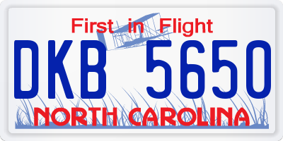 NC license plate DKB5650