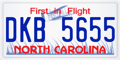 NC license plate DKB5655