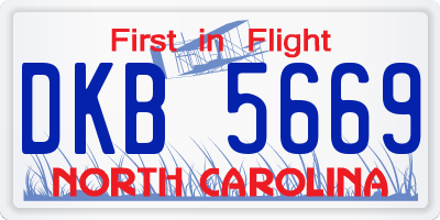 NC license plate DKB5669