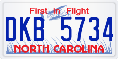 NC license plate DKB5734