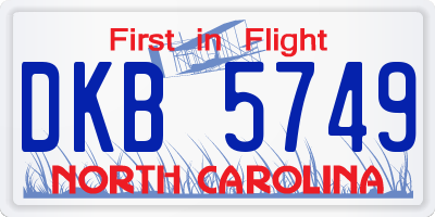 NC license plate DKB5749