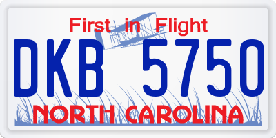 NC license plate DKB5750