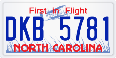 NC license plate DKB5781