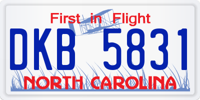 NC license plate DKB5831