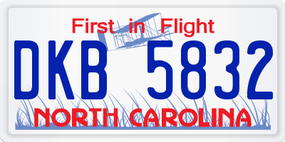 NC license plate DKB5832