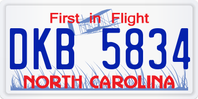 NC license plate DKB5834