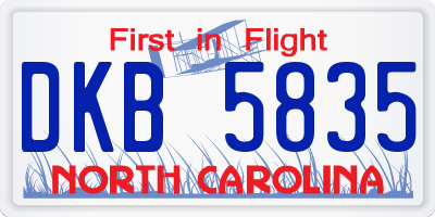 NC license plate DKB5835