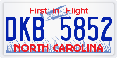 NC license plate DKB5852