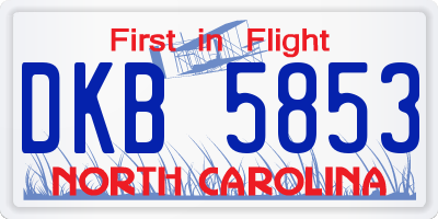 NC license plate DKB5853