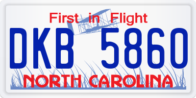 NC license plate DKB5860