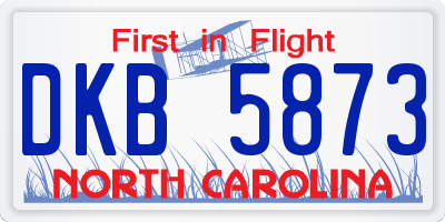 NC license plate DKB5873