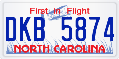 NC license plate DKB5874