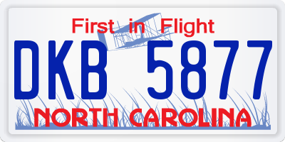 NC license plate DKB5877