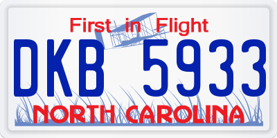 NC license plate DKB5933