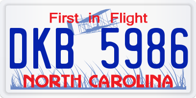 NC license plate DKB5986