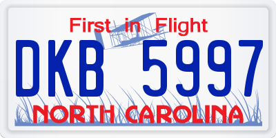 NC license plate DKB5997