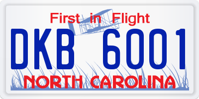 NC license plate DKB6001