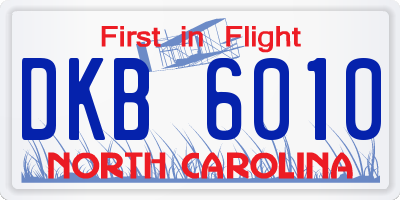 NC license plate DKB6010