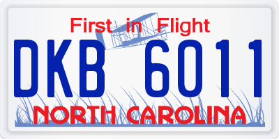 NC license plate DKB6011