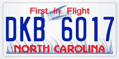 NC license plate DKB6017
