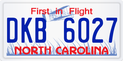NC license plate DKB6027