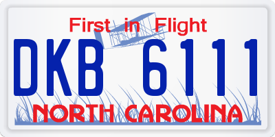 NC license plate DKB6111