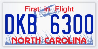 NC license plate DKB6300
