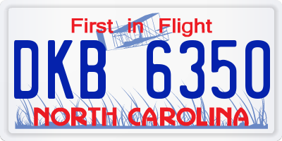 NC license plate DKB6350