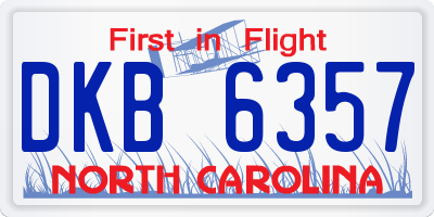 NC license plate DKB6357