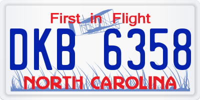 NC license plate DKB6358