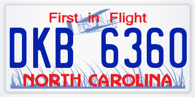 NC license plate DKB6360