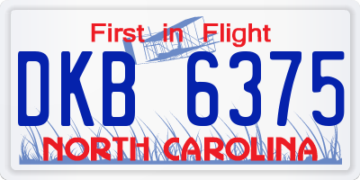 NC license plate DKB6375