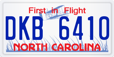 NC license plate DKB6410