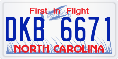 NC license plate DKB6671