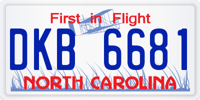 NC license plate DKB6681