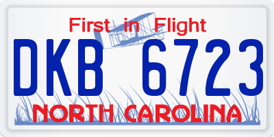 NC license plate DKB6723