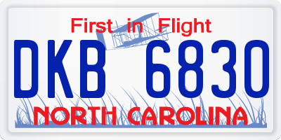 NC license plate DKB6830