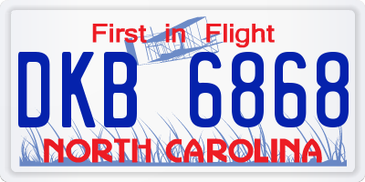 NC license plate DKB6868