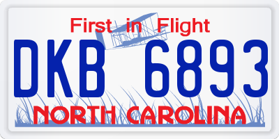 NC license plate DKB6893