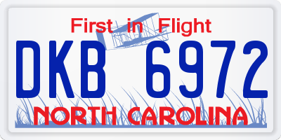 NC license plate DKB6972
