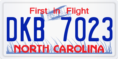 NC license plate DKB7023