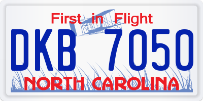 NC license plate DKB7050