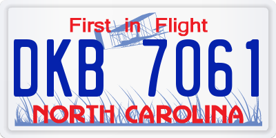NC license plate DKB7061